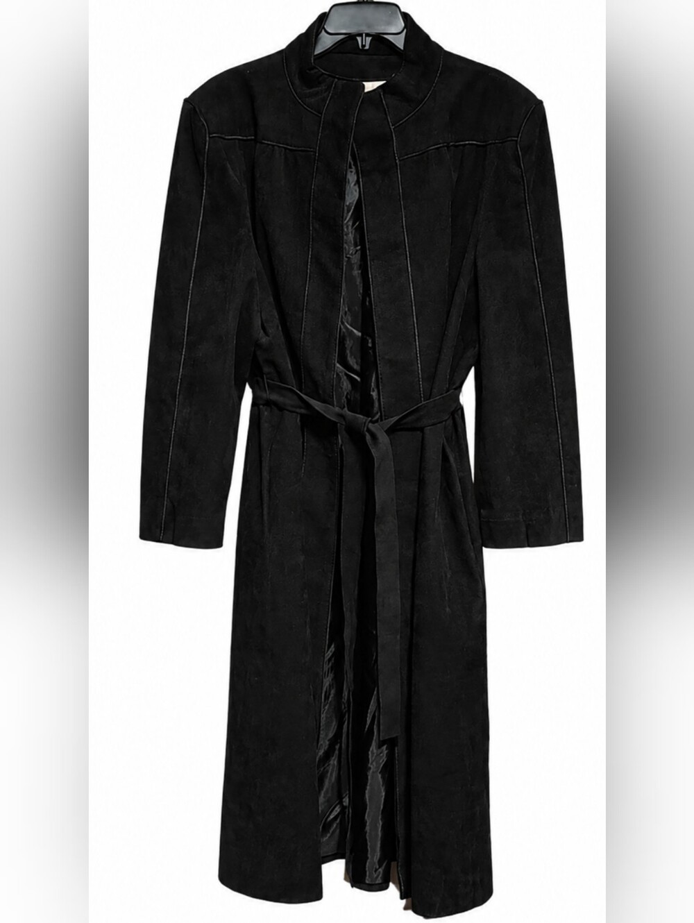 Abe Schrader Women's 10 Black Genuine Suede Duster With Tie Waist